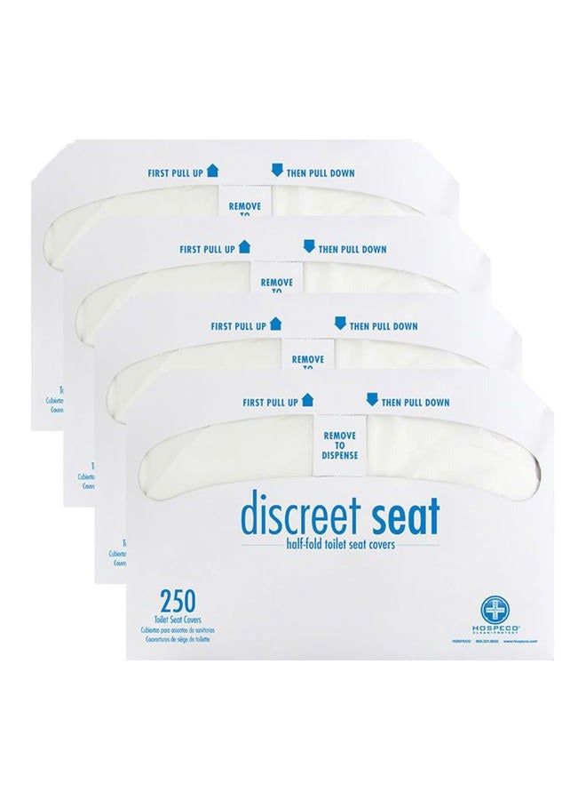 Hospeco Discreet Seat DS-1000 Half-Fold Toilet Seat Covers, White (4 Pack of 250) - Image 1