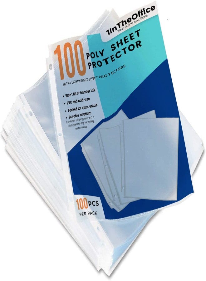1InTheOffice Clear Letter Size Sheet Protectors, 8.5 x 11, Top Load, 100 Pack - Image 1
