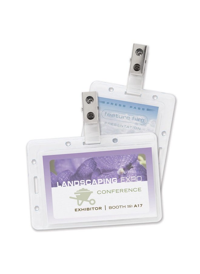 Office Depot - Plastic Convertible Badge Holders With Clips, Box Of 50, Xs-50 - Image 1