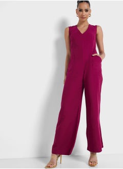 V-Neck Wide Leg Jumpsuit