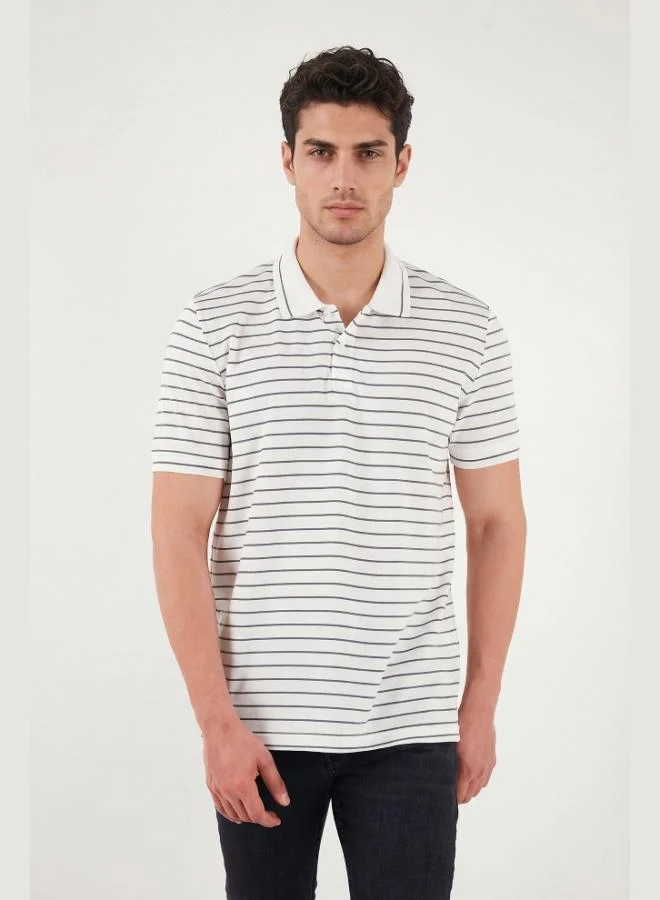 بوراتي Buratti Striped Short-Sleeve Button-Down Polo T-Shirt Men's POLO T-SHIRT 5904026
