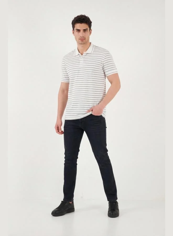Buratti  Buratti Striped Short-Sleeve Button-Down Polo T-Shirt Men's POLO T-SHIRT 5904026 for Men | Best Price UAE