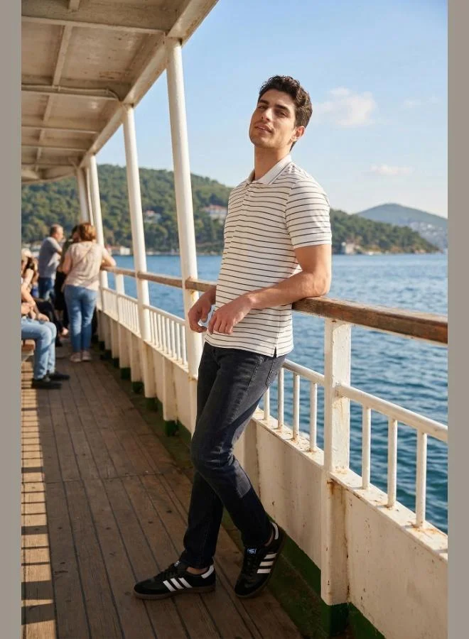 Buratti  Buratti Striped Short-Sleeve Button-Down Polo T-Shirt Men's POLO T-SHIRT 5904026 for Men | Best Price UAE