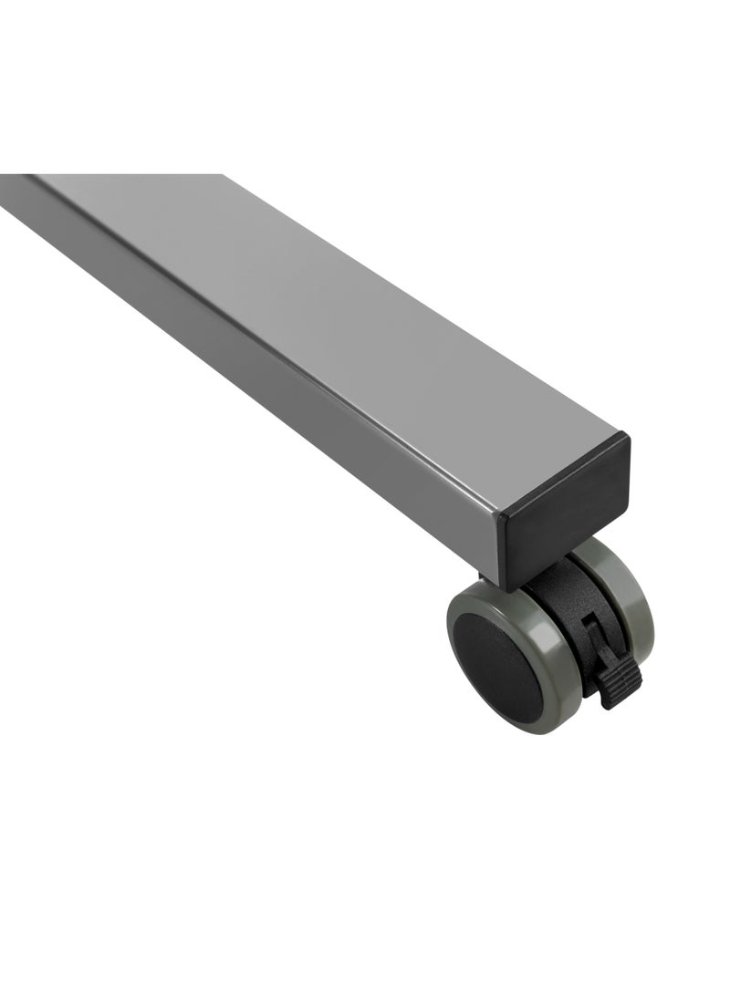 Skill Tech Skilltech SH WST01 Heavy-Duty Mobile Workstation Desk | Freestanding Sit-Stand Cart with Dual Worksurfaces | 60kg Capacity | Height Adjustable 820-1260mm | Black/Silver - Image 5