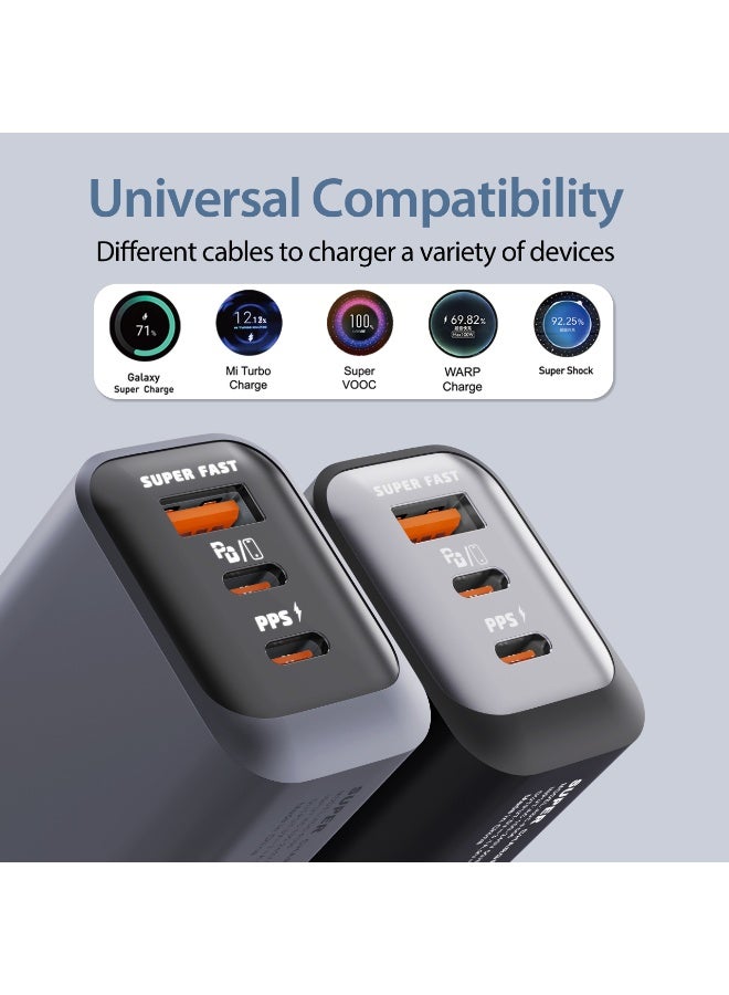 150W UK 3 Ports Multifunctional Super Fast Charger Adapter Mobile Phone Wall Charger Travel Power Adapter Black - Image 5