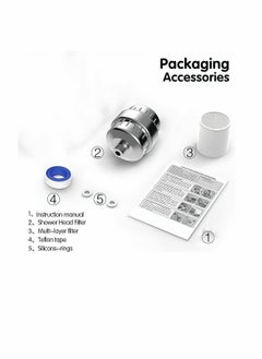 KASTWAVE 15 Stage Shower Filter, Shower Head Filter with Vitamin C Water Softener Reduces Dry Itchy Skin for Hard Water, High Output Shower Water Filter to Remove Chlorine Heavy Metals and Other Sediments  - Image 4