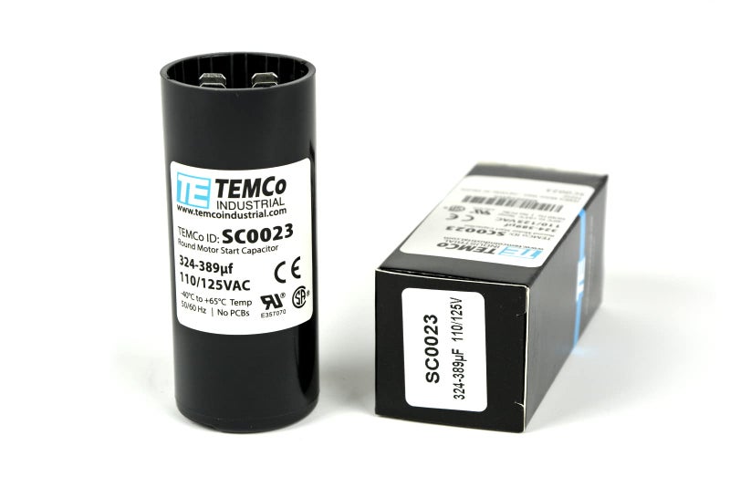 TEMCo Industrial TEMCo 324-389 uF MFD CD60 Start Capacitor 110-125V AC Round | 50/60 Hz Motor Start Capacitor for HVAC, Compressor, Pump - Image 2