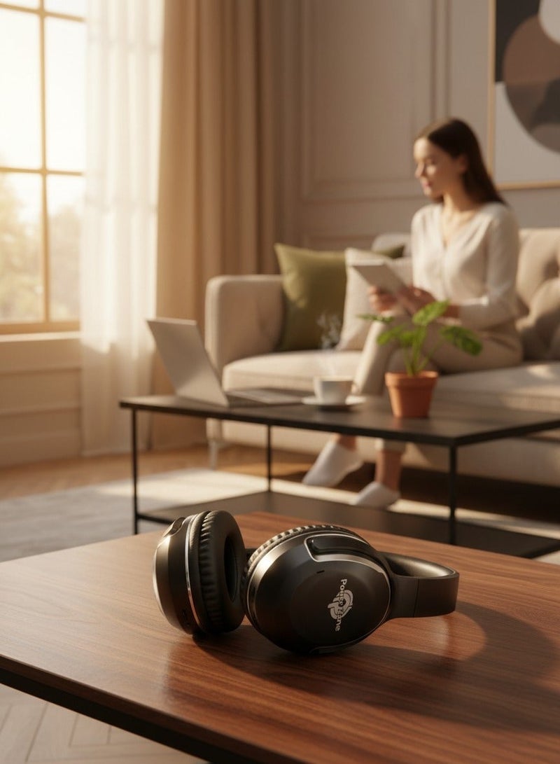 Power Zone PZ-120 Wireless Over-Ear Headphones with Bluetooth Connectivity, Deep Bass Stereo Sound, Soft Ear Cushions, Built-in Microphone, Adjustable Headband & Long Battery Life - Image 4