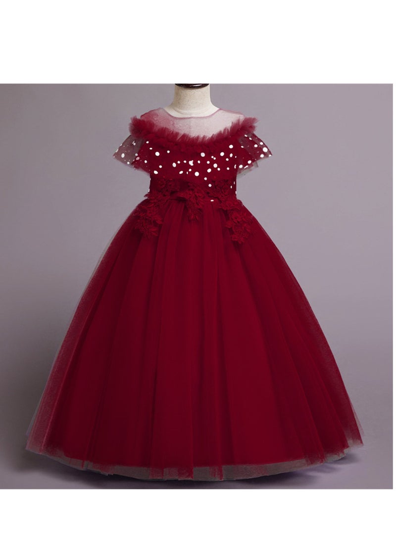 Girls' Mesh Long Princess Dress Girls' Performance Costumes Flower Girl Costumes - Image 2