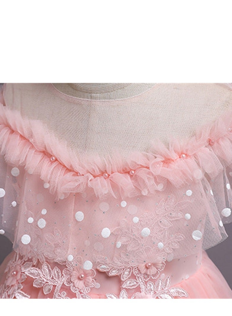 Girls' Mesh Long Princess Dress Girls' Performance Costumes Flower Girl Costumes - Image 4