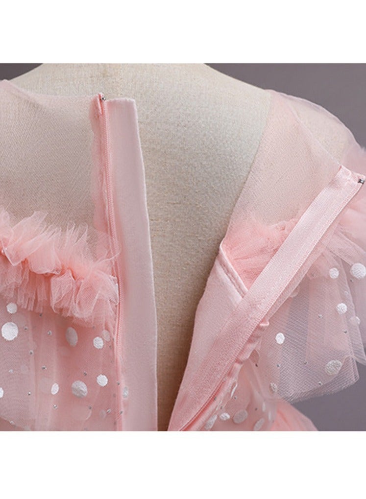 Girls' Mesh Long Princess Dress Girls' Performance Costumes Flower Girl Costumes - Image 3