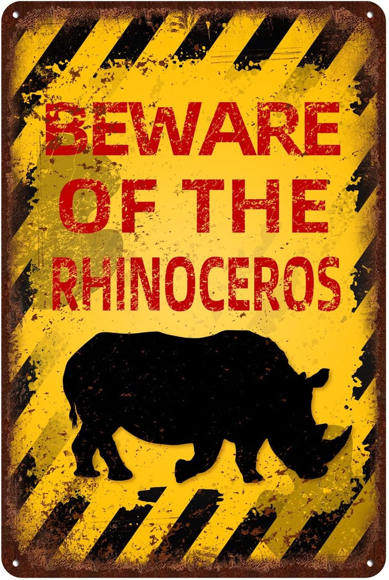 kengtou Vintage Rhinoceros Metal Sign - Image 1