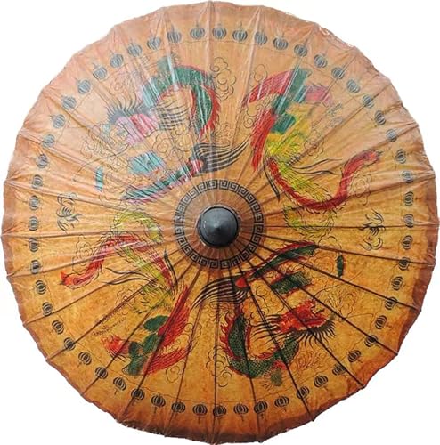 Bestage 33.5" Chinese Japanese Handmade Oil Paper Umbrellas Parasol,Thai Asian Dragon Phoenix Painted Decoration Umbrellas for Parties Photography Costumes and Other Events（1 PCS - Image 1