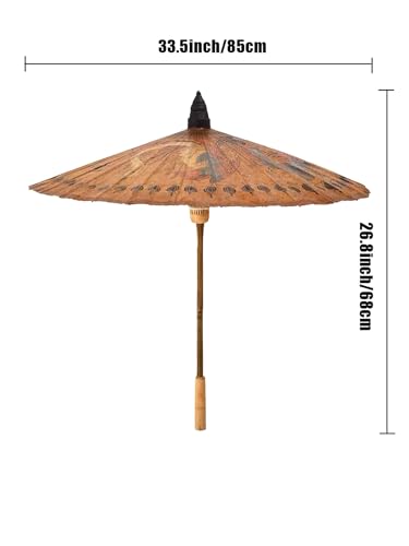 Bestage 33.5" Chinese Japanese Handmade Oil Paper Umbrellas Parasol,Thai Asian Dragon Phoenix Painted Decoration Umbrellas for Parties Photography Costumes and Other Events（1 PCS - Image 2