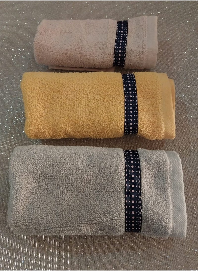 Generic Cotton hand towels, 3 pieces, various colors  - Image 2