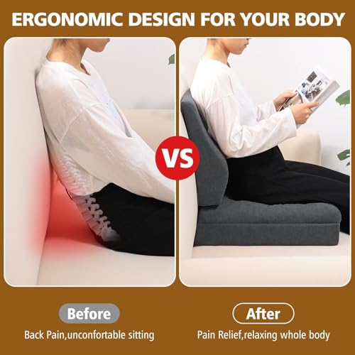 TANYOO Recliner Cushion for Elderly with Lumbar Support Pillow - 20x20x5 Inch Extra Thick Recliner Seat Cushion for Seniors Relief Back Pain and Tailbone Pain from Long Sitting Non-Slip Bottom - Image 4