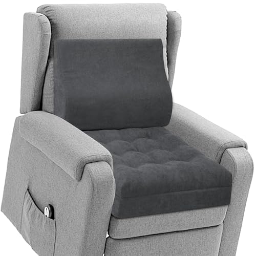 TANYOO Recliner Cushion for Elderly with Lumbar Support Pillow - 20x20x5 Inch Extra Thick Recliner Seat Cushion for Seniors Relief Back Pain and Tailbone Pain from Long Sitting Non-Slip Bottom - Image 1