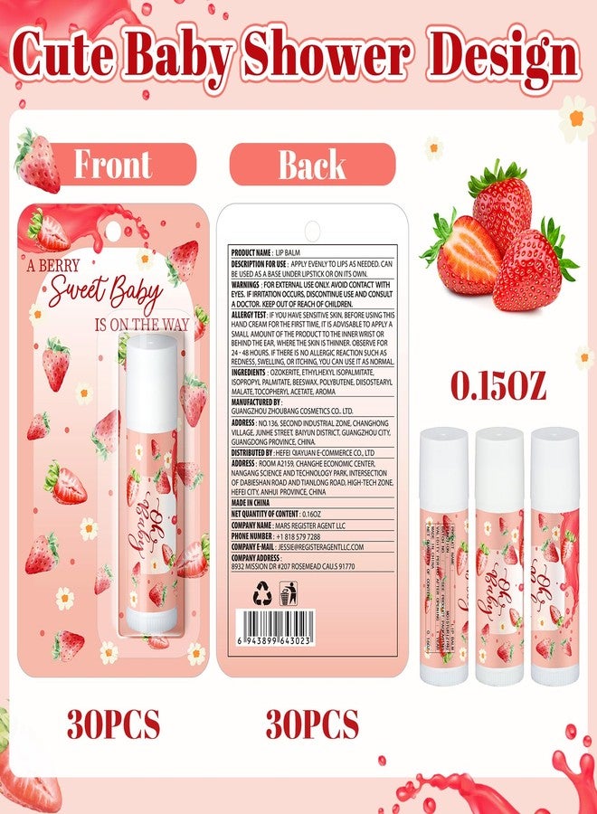 Sacubee 30 Pack a Sweet Strawberry Baby Shower Games Prizes Party Gifts Bulk Lip Balms Favors for Winners Adults Guests Gender Reveal Favors Decorations Baby Shower Souvenirs Gift Bags Stuffers - Image 2