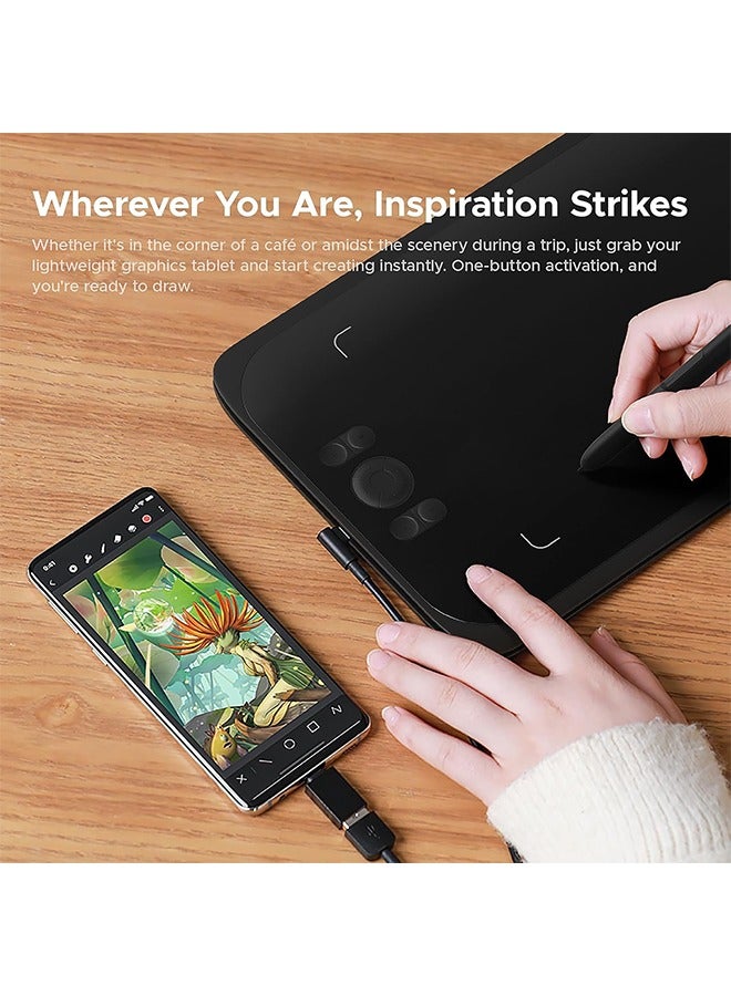 Ugee Drawing Tablet,UGEE M808 10x6 Inch, 8192 Levels Pressure, Battery-Free Stylus, 8 Shortcut Keys, Digital Art Tablet for Drawing, Design, Online Teaching, Mac/Windows/Chrome Os/Android, Black - Image 3