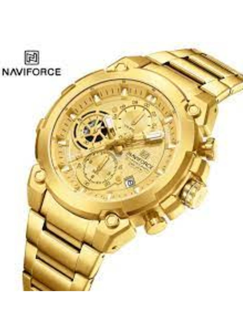 NAVIFORCE - NF8071 Men's Chronograph Watch – Full Gold Stainless Steel, Luxury Design, Waterproof - Image 1