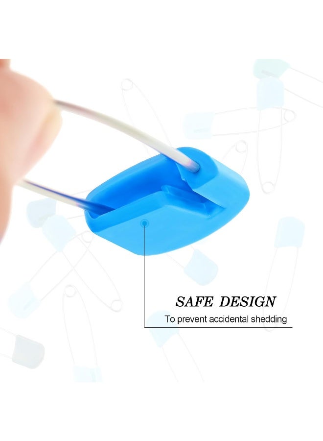 WILLBOND 50 Pieces Diaper Pins Baby Safety Pins 2.2 Inch Plastic Head Cloth Diaper Pins with Locking Closures Stainless Steel Nappy Pins with Velvet Bag (Blue) - Image 3