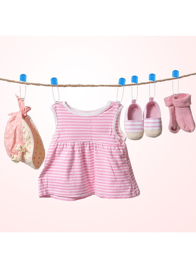 WILLBOND 50 Pieces Diaper Pins Baby Safety Pins 2.2 Inch Plastic Head Cloth Diaper Pins with Locking Closures Stainless Steel Nappy Pins with Velvet Bag (Blue) - Image 4