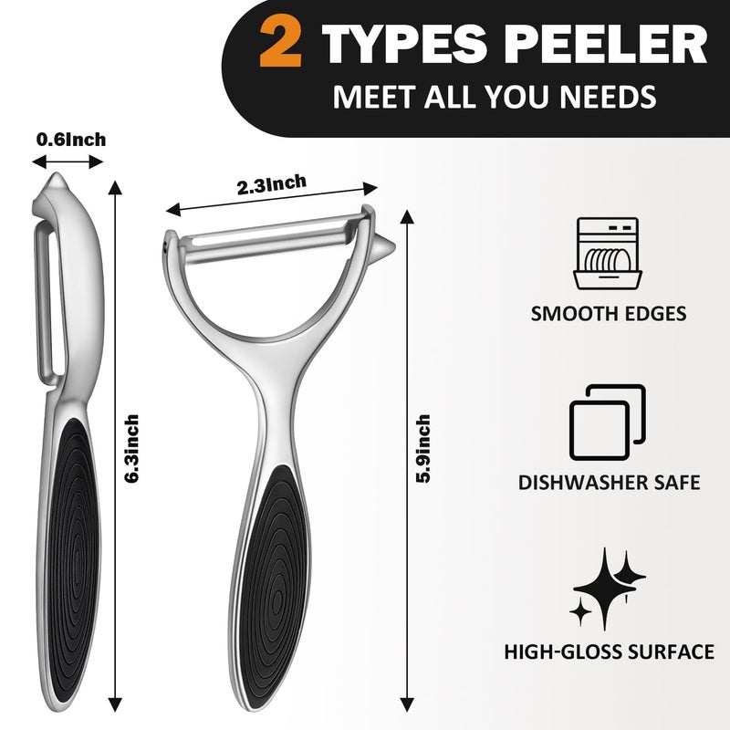 TACGEA Vegetable Peeler for Kitchen, Potato Peelers for Fruit Straight Blade, Durable Non-Slip Handle, Set of 2 - Image 2
