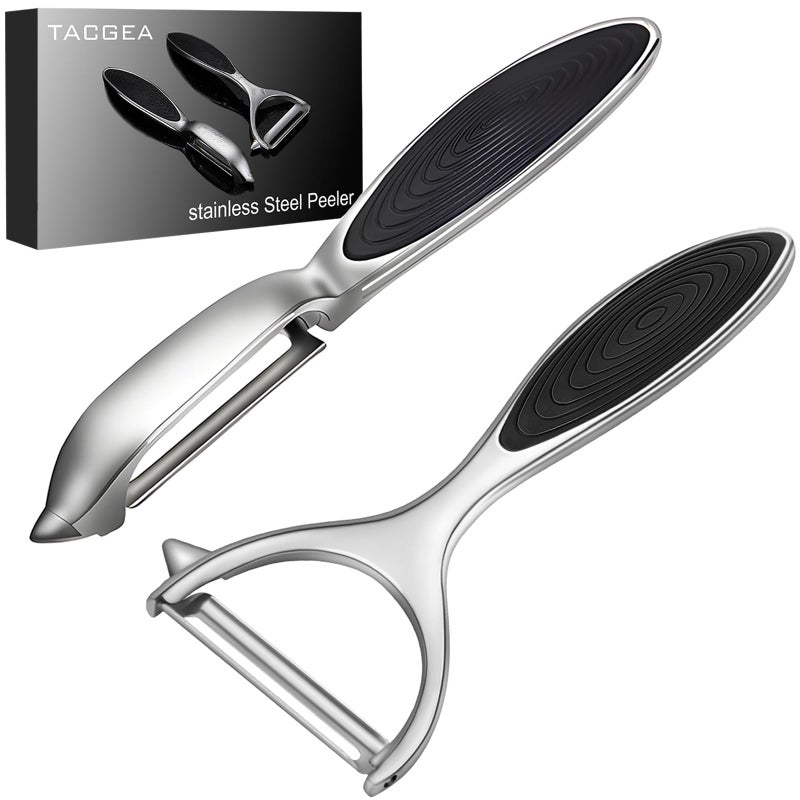 TACGEA Vegetable Peeler for Kitchen, Potato Peelers for Fruit Straight Blade, Durable Non-Slip Handle, Set of 2 - Image 1