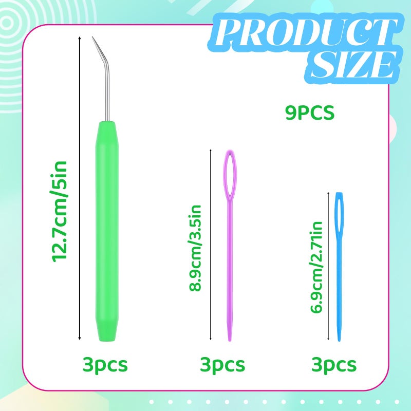Asofelk 3 Pack Knitting Loom Hooks Pick Tool & Crochet Needle Hook with 2-Size's Large Eye Needle for Loom Hooks Tool Knit Picker - Image 2
