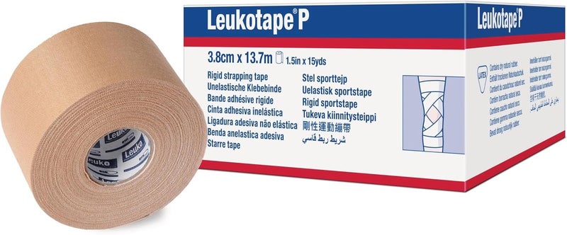 Leukotape شريط لاصق للتثبيت - لإصابات الرياضة، والتمزقات، والتواءات - 1.5 بوصة × 15 ياردة، بني، (لفة واحدة) - Image 1