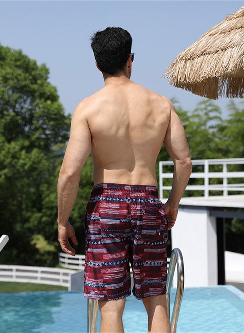 Loquat Sports Loose Breathable Swimming Shorts Red - Image 3