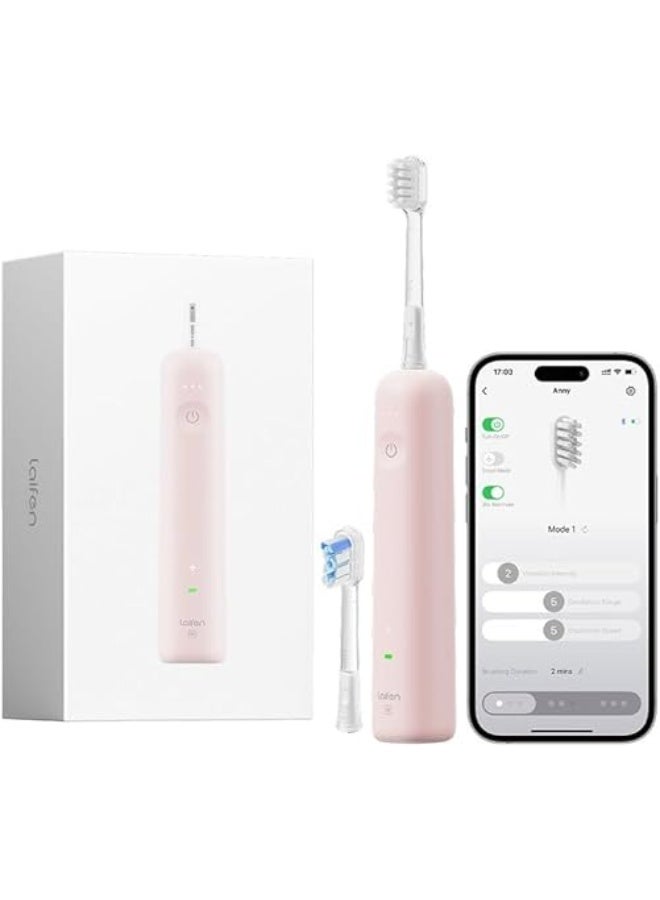 Laifen Wave Special Electric Toothbrush, Oscillation & Vibration Sonic Toothbrush for Adults with App, 2 Brush Heads (Pink) - Image 1