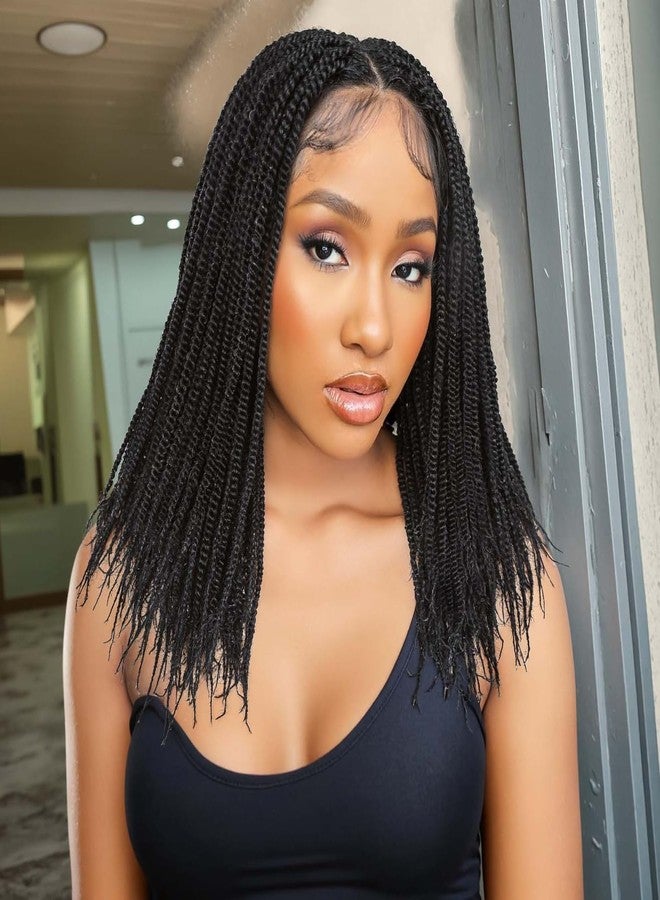 quickwig Senegalese Twist Braided Wig for Black Women Full Lace Short Knotless Twist Wigs Glueless Synthetic Braids Wigs Pre Plucked with Baby Hair Micro Twist Hair 20 inches - Image 1