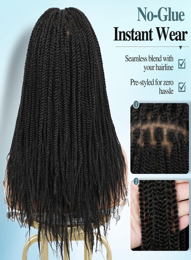 quickwig Senegalese Twist Braided Wig for Black Women Full Lace Short Knotless Twist Wigs Glueless Synthetic Braids Wigs Pre Plucked with Baby Hair Micro Twist Hair 20 inches - Image 5