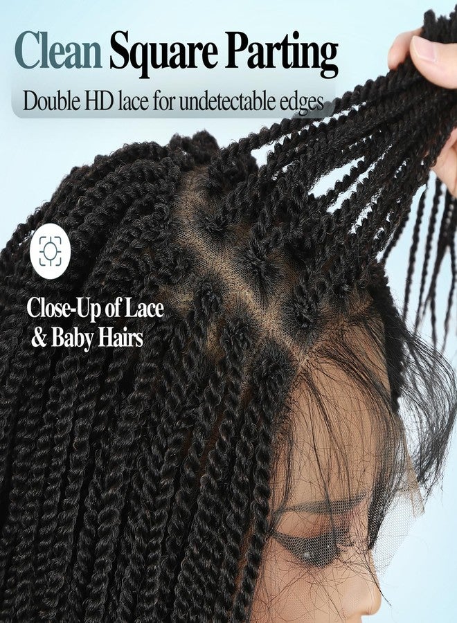 quickwig Senegalese Twist Braided Wig for Black Women Full Lace Short Knotless Twist Wigs Glueless Synthetic Braids Wigs Pre Plucked with Baby Hair Micro Twist Hair 20 inches - Image 3