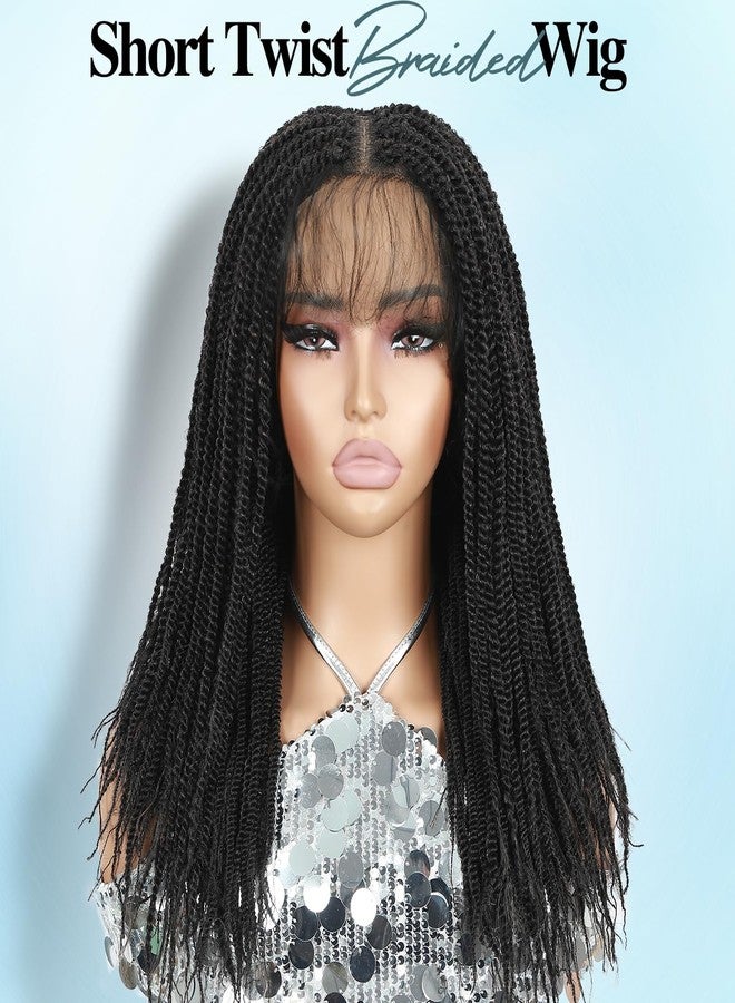 quickwig Senegalese Twist Braided Wig for Black Women Full Lace Short Knotless Twist Wigs Glueless Synthetic Braids Wigs Pre Plucked with Baby Hair Micro Twist Hair 20 inches - Image 2