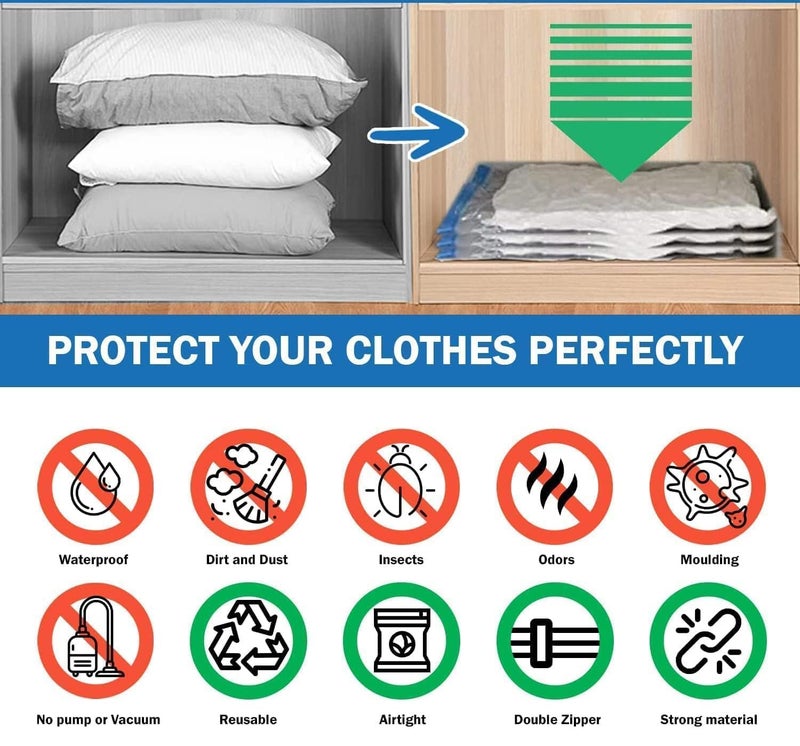 friendizana 4ever Vacuum Storage Bag Reusable Ziplock Vacuum Storage Bags for Storage of Winter wear Blankets Woolen Clothes Quilts Sweaters Pack of 5 - Image 4