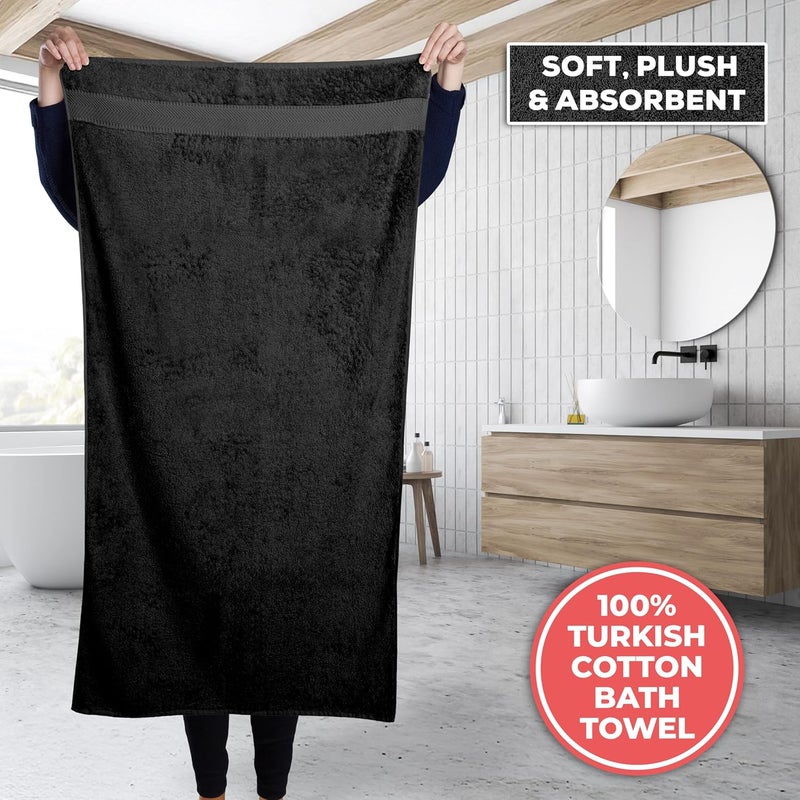 TEXTILOM 100% Turkish Cotton 2 Pcs Bath Towel Set, Luxury Bath Towels for Bathroom, Soft & Absorbent Hotel Quality Bathroom Towels Set (27 x 54 inches)- Black - Image 3