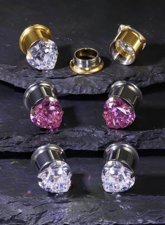 Ocptiy 8G Astm F136 Titanium Gauges Tunnels Plugs Earrings for Ears Stretching Kit 8 Gauge Implant Grade Screw Fit Gold Diamond Tunnels Plugs Hollow Gauges Size 3mm Piercing Women Men 1/8 inch - Image 3