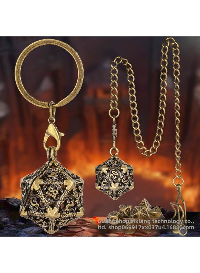 قلادة معدنية صغيرة مجوفة مقاس 6 مم على شكل نرد متعدد الأوجه من لعبة الطاولة DND Cesulu Running Group