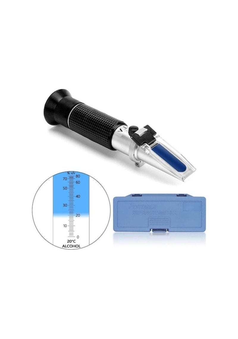Refractometer Baijiu Alcohol Measurement Double Scale Automatic Temperature Compensation 0-80% Specific Gravity Hygrometer with ATC - Image 1