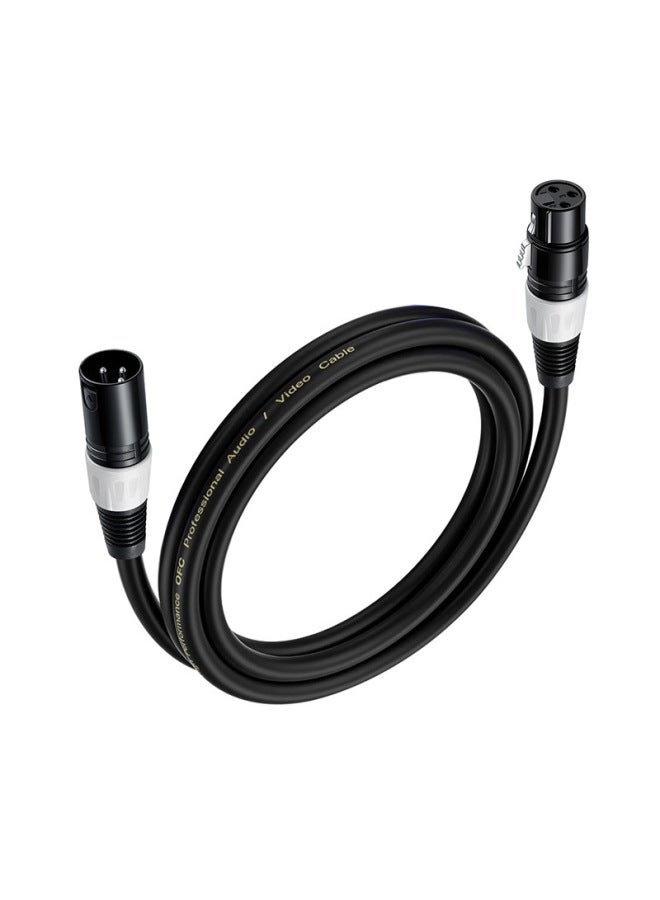 XLR Cable With Double Shielded Oxygen-free Copper Line Canon Line Male To Female Microphone XLR Professional Sound Card Agricultural Audio Cable-Color:White Tail Ring*ofc Oxygen-free Copper*3 Core*od6.0*black*pvc-Length:1m  - Image 1
