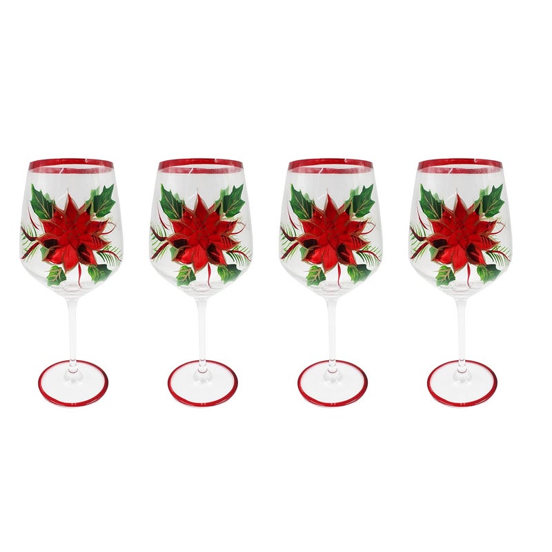 Jades Christmas Theme Wine Glasses Set of 4 A - Image 1