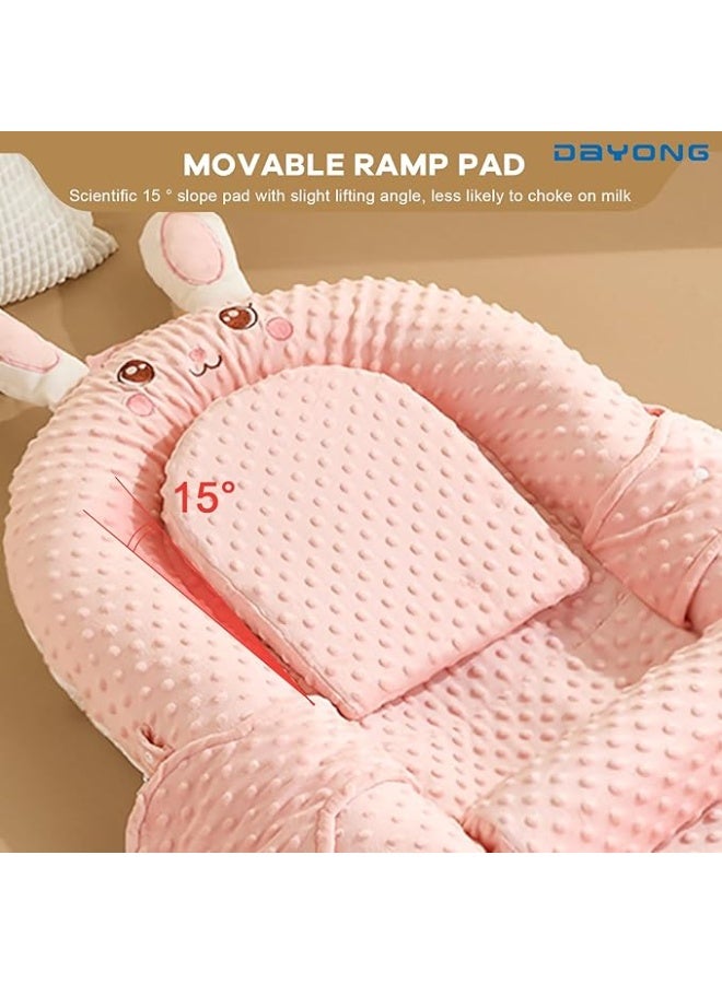 DUNISO Baby Sleeping Nest, Newborn Lounger, Foldable Newborn Travel Bed, Comfortable Cushion And Nest With Pillow,, Anti-Reflux Pillow, Double-Sided Use, Multifunctional Bionic Bed, Suitable For Travel Bedroom Living Room. (Pink) - Image 5