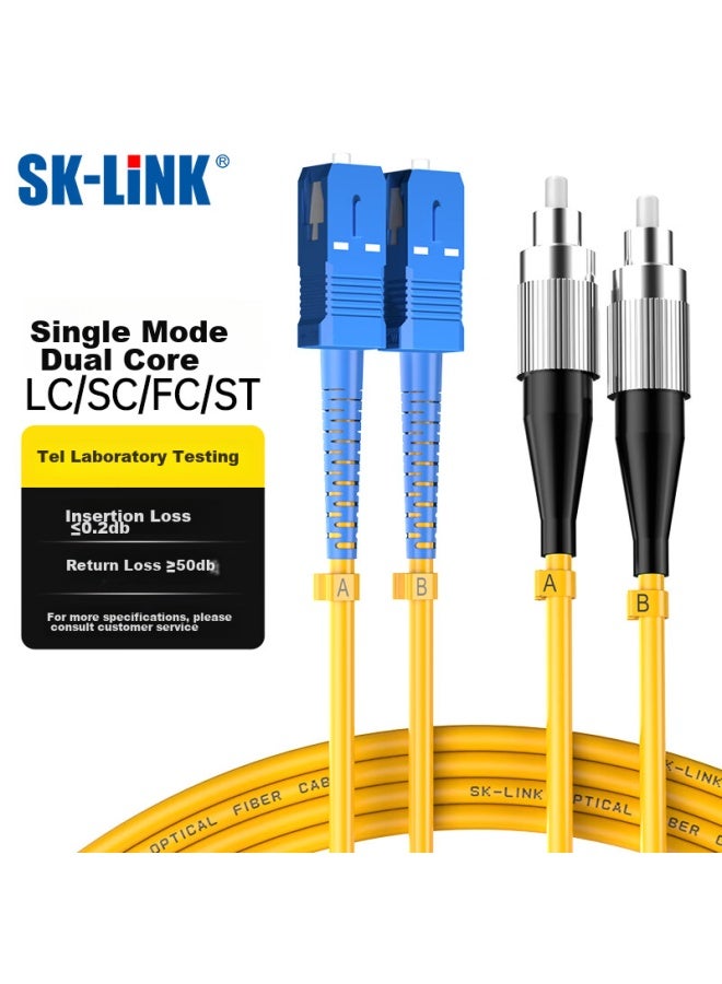 Sk-link Fiber Optic Patch Cable, Sc-fc Telecom-grade Single-mode Dual-core Fc-sc Gigabit And 10 Gigabit Upc Fiber Optic Cable, Data Center Pigtail, Low Zero Halogen, Sk-txsm 2 Meters - Image 1