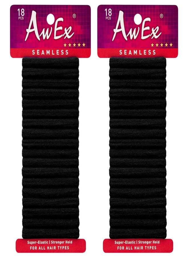 AwEx Super-Elastic,Black Hair Ties,36 PCS,Small Hair Scrunchies,Cotton Scrunchie Holder,Ponytail Holder - Image 1