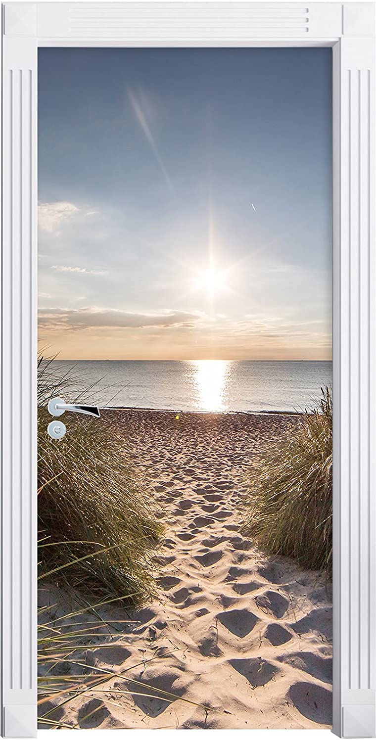 3D Door Stickers Murals Peel and Stick Beach Path Wallpaper SelfAdhesive Decals Removable PVC Waterproof Poster for Bedroom Living Room Decoration 303 x 787 inch