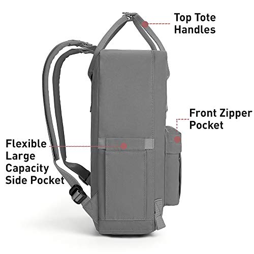 KALIDI Casual Laptop Backpack 15 Inches Classic Camping Rucksack Travel Outdoor Square Daypack College Hiking Gym Bag, Grey - Image 5