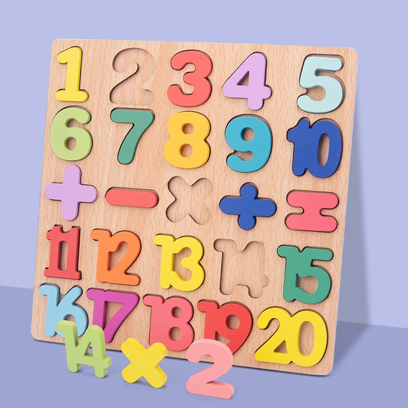 Children'S Wooden Numbers And Letters Cognitive Board Shape Matching Intelligence Development Hand-Held Board Puzzle Early Education Puzzle Toy - Image 4