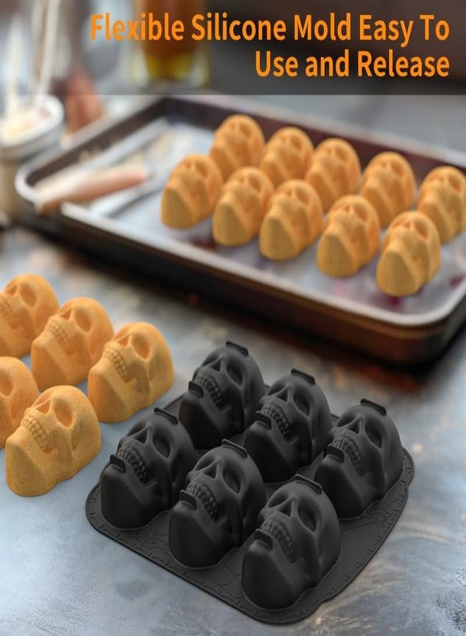 NICITY 6 Cavity Skull Cake Pan with 2 Fridge Magnets, Halloween Skull Silicone Molds for Baking Chocolate Resin - Image 5
